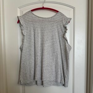 Loft- Women's Cap Sleeve Gray/White Top